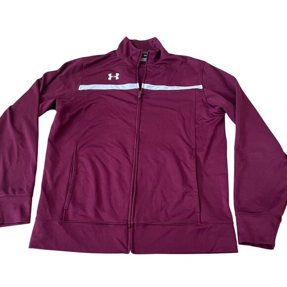 Under Armour Sweatshirt Men's Medium Maroon All-Season Gear Full-Zip Loose Fit - Picture 1 of 6